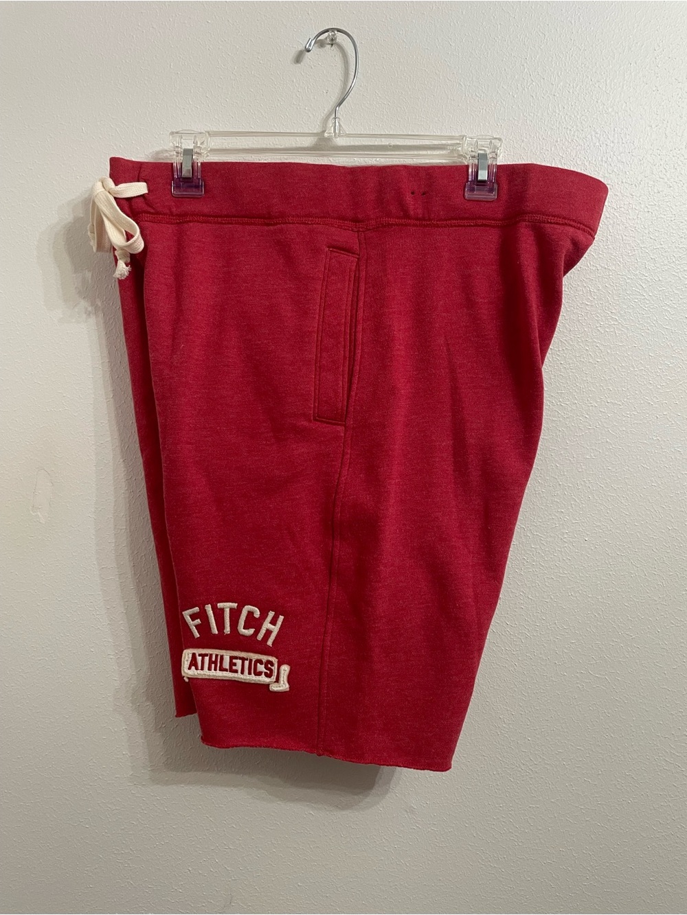 NWT Abercrombie & Fitch Jersey Knit Athletic Men’s Red Drawstring Shorts Size L - Picture 4 of 9
